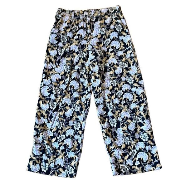 Garnet Hill purple floral corduroy wide leg pant size 4 - Picture 3 of 14